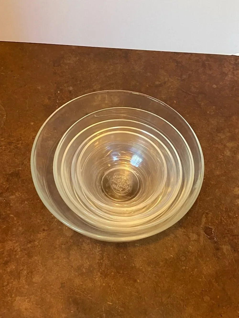 (5) Vintage Duralex France Clear Glass Nesting Bowls Le Gigogne French Cookware